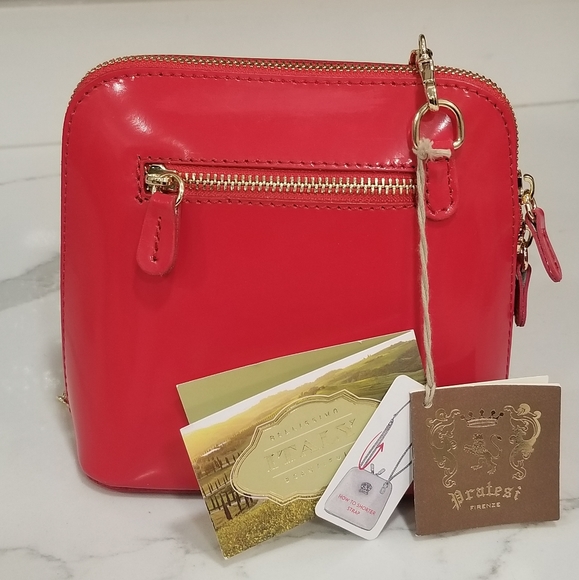NWT 🇮🇹 Pratesi Firenze Handcrafted Italian Red Leather Crossbody Bag 🔥 - Picture 6 of 15